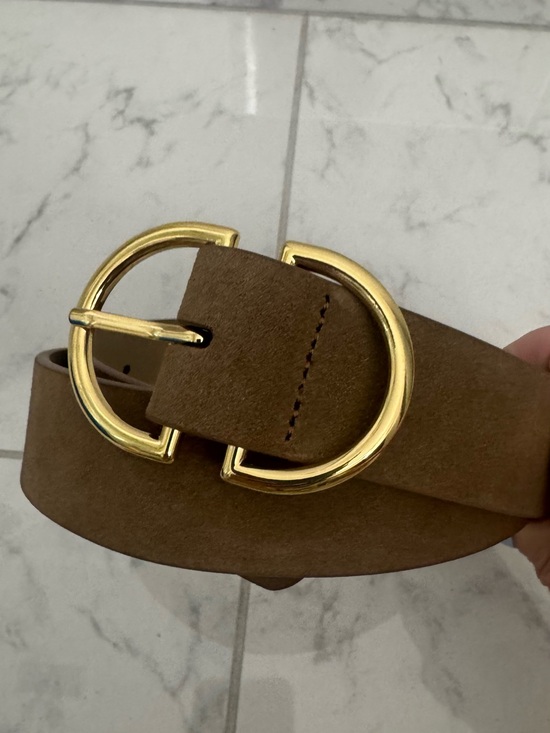 J. Crew Accessories - J. Crew Brown Suede Belt with Gold Double-Ring Buckle
